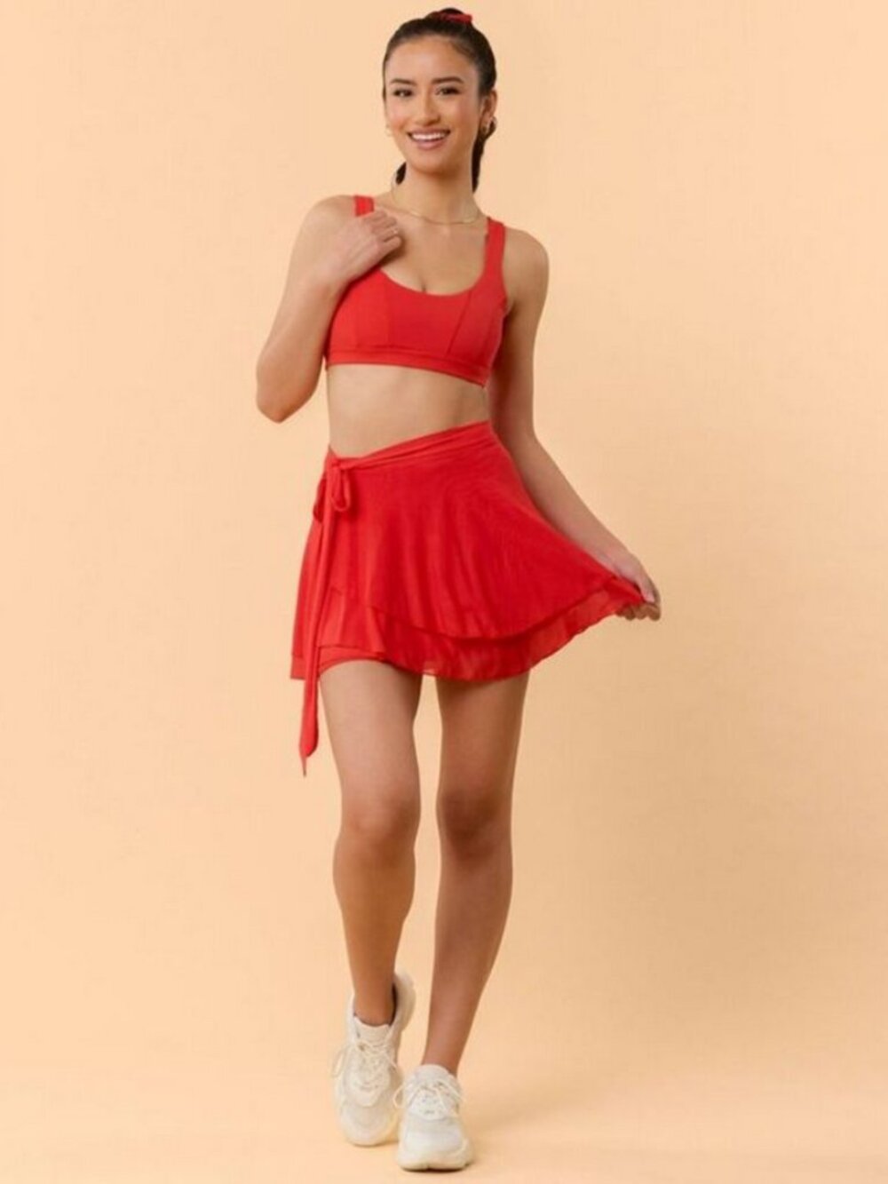 Red Womens Two-Piece Active Skort Set - Brand